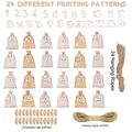 DIY Christmas Advent calendar set with 24 drawstring cotton bags and wooden accessories - 10*15CM Set
