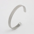 Silver woven texture open cuff bracelet in stainless steel with industrial design - Silver CK521-SR (Twisted Rope Texture)