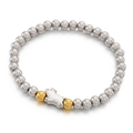 Pulsera elástica minimalista de cuentas plateadas con dije de cerdo y detalles dorados - Color Acero (KB153877-Z)