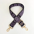 Adjustable black and purple woven bag strap with golden metal lobster clasps and buckle - Silver Clasp / A21 Black Purple