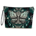 Gothic butterfly cosmetic bag with skull death moth print and green mandala pattern - Skull Butterfly Death Moth (Style 3)