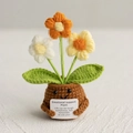 Handmade emotional support plant doll with colorful crochet flowers and positive card - Yellow Flower
