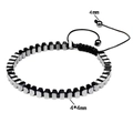 Adjustable men's bracelet with 4mm hexagonal hematite beads and woven cord - 4x4mm Dodecahedron