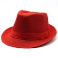 Close-up of red woven texture on a classic fedora hat with high quality detail - M (56-58cm) / Red