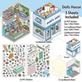 DIY Puppenhaus PET 2.5D Aufkleber-Set mit faltbarer Karton-Szenerie-Basis - Puppenhaus