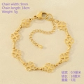 Pulsera de trébol de cuatro hojas dorada de 9mm con cierre de langosta ajustable - Trébol de cuatro hojas / Color Acero