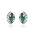 Pendientes de plata S925 con ágata musgosa verde marquesa sobre fondo con reflejo - Plata 925 / Plateado