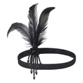 1920er Vintage Feder-Stirnband in Schwarz mit Pailletten und Perlen für Kostümpartys - Schwarze Feder Schwarze Quaste