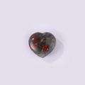 Polished heart-shaped natural stone craft with grey, black, and red jasper patterns - African Blood Stone