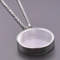 Silver stainless steel floating locket pendant with transparent glass on a metal chain - Inner Diameter 25mm / Steel
