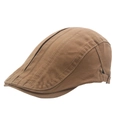 Classic washed cotton brown newsboy cap with adjustable side metal buckle - Adjustable / Khaki