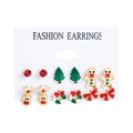 Christmas earring set featuring six pairs of festive trees, reindeer and gingerbread men - Gingerbread Man and Christmas Reindeer Set (MS940-15)