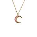 Collana luna dorata con smalto rosa e zirconi brillanti su catena minimalista - Rosa