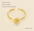 18K gold plated stainless steel rose flower open ring with adjustable band design - Rose Flower Style (725) / Adjustable Open