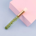 Deep cleansing nose brush with green glitter handle and soft white bristles for pores - Green Glitter + Gold Ferrule