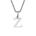 Minimalist stainless steel necklace featuring a silver letter Z pendant with a box chain - Z-Silver