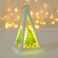 Lanterna natalizia a LED bianca triangolare con anello argento e motivo albero di Natale - Albero di Natale / Bianco