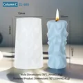 Silicone mold for geometric pillar candles model ZL-869 with finished blue wax sample - Pillar C ZL-869