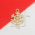 Gold snowflake pendant with six white rhinestones for DIY jewelry making 1.8x1.4cm - 1.4CM×1.8CM / 1# Snowflake-KC Gold