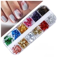 12 colors nail art gold foil flakes in long box for DIY manicure decorations CB05 - 12 Grids Foil Set 05 (Multicolor Mix 02)