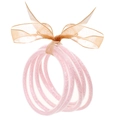 Set di 5 bracciali rosa glitterati con elegante fiocco in nastro dorato - Set di nastri dorati glitter rosa (30162)