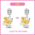 Luminous Leo zodiac charm in silver and gold finish with a glow in the dark feature - Leo