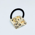 Modern gold square crinkle alloy hair ring with black high elasticity hair tie - Irregular Square Ruched Hair Tie (67)