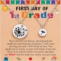 Stainless steel dandelion necklace set for mother and child with 1st grade school card - Dandelion Set (1 Large 1 Small)