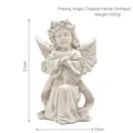 Vintage white angel floor statue holding a praying pose with floral head wreath - Praying Angel Holding Hands (Antique)