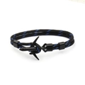 Blue and black braided 550 paracord airplane bracelet for men with black metal clasp - Black Airplane Buckle / Black and Blue