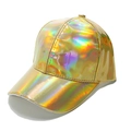 Détail du tissu PU doré holographique à haute réflectivité sur une casquette de baseball - M (56-58cm) / Or