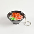 Miniature Japanese salmon rice bowl keychain with realistic texture and metal clasp - Fish Roe Rice Bowl