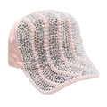 Detalle de gorra de béisbol de satén rosa con perlas y pedrería brillante hechas a mano - Talla única / Rosa