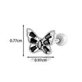 Silver butterfly cartilage stud with black wings and 0.97cm width measurement - Black Butterfly Style (916-6#)