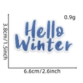 Detail of Hello Winter embroidered patch showing precise blue stitching and dimensions - Blue Christmas Patch 22# (Hello Winter)