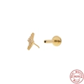 S925 sterling silver lightning stud earring in gold finish with white zircon stones - #13 Lightning / Gold