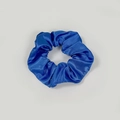 Royal blue satin scrunchie with silky finish and pleated texture for hair styling - Satin 34 (Royal Blue)