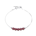 925 silver bracelet with five round dark red garnet stones and adjustable sliding clasp - Platinum Plated Dark Red Gemstone Adjustable Bracelet 2.8g