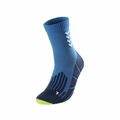 Lake blue thick sports sock with white arrows and green toe for running and basketball - LR04 Royal Blue No.07