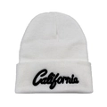 Berretto in maglia bianco ricamato California per l'inverno, caldo copricapo stile hip-hop - Taglia unica / Bianco