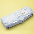 Light blue multi-functional pencil case with cat design and built-in stationary tools - Lucky Cat