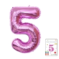 Metallic hot pink number 5 foil balloon for birthday parties and anniversary celebrations - Number 5 / 40 Inch/With Paper Card / Rose Red