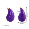 Detailed view of purple teardrop enamel earrings with dimensions 32mm and weight 9.8g - Gold Purple (22538_1)