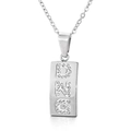 Colgante rectangular plateado con letras DNG verticales y cristales micro-pave - Placa de Letras DNG Color Acero (KP37372-K) / Color Acero