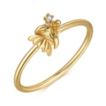 Gold-plated 18K goldfish ring with yellow heart-shaped zircon and sparkling clear stones - 16mm / Goldfish/Yellow Heart Stone