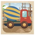 3D wooden puzzle toy featuring a bright red concrete mixer truck for toddler learning - Concrete Mixer