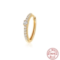 Macro detail of gold S925 sterling silver hoop earring with sparkling clear zircons - Style 6 / Gold