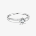 Minimalist S925 sterling silver ring featuring a round solitaire zircon with side stones - US 7 / 358-Classic Solitaire / Silver