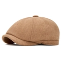 Klassische dunkelbeige Schiebermütze aus Wollmischung im Vintage-Stil für Damen und Herren - Verstellbar / Khaki