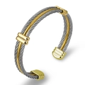 Three-layer steel cable braided bracelet in silver and gold tone with open design - Silver with Gold Stripe